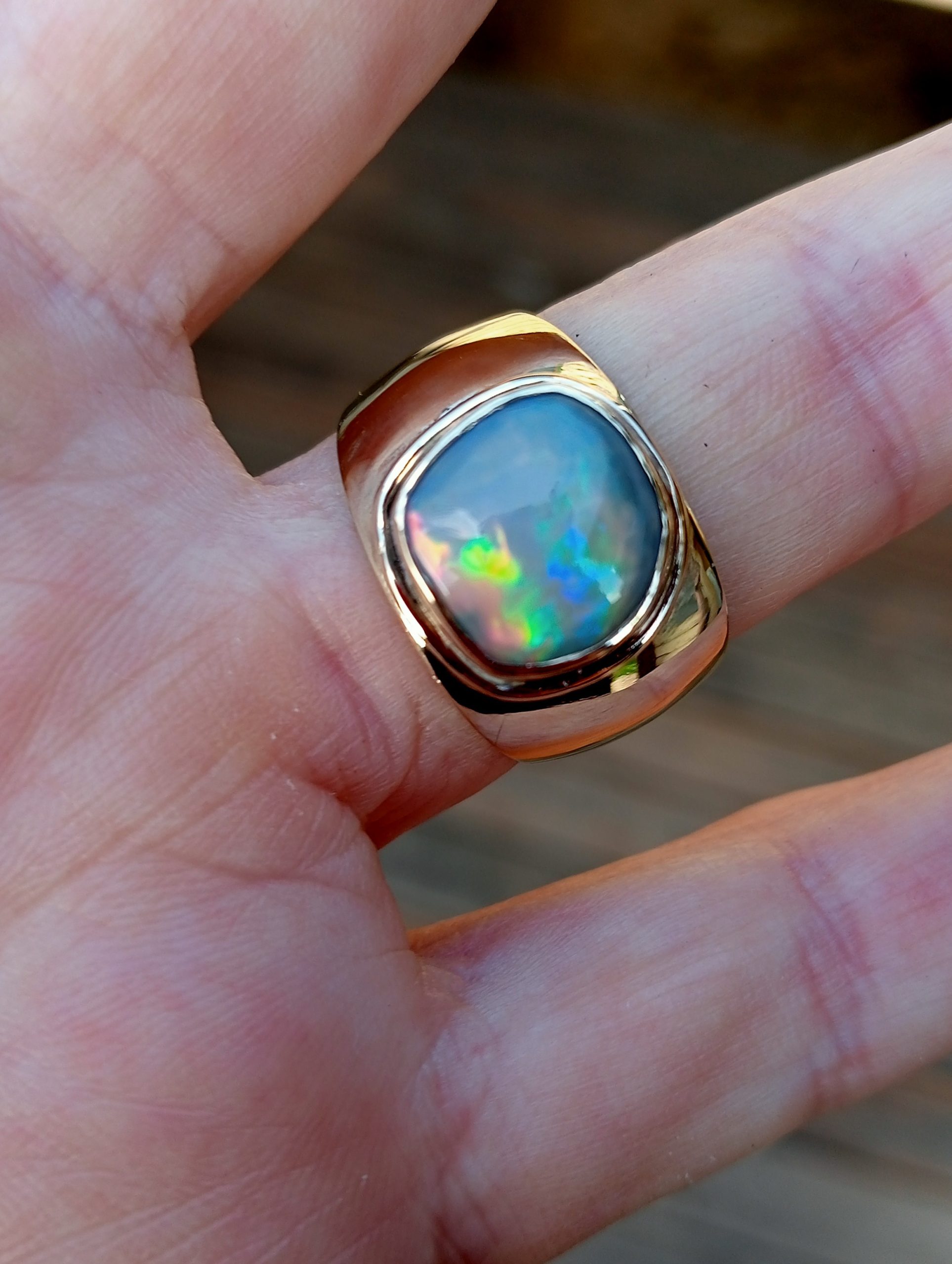opal on wide domed band