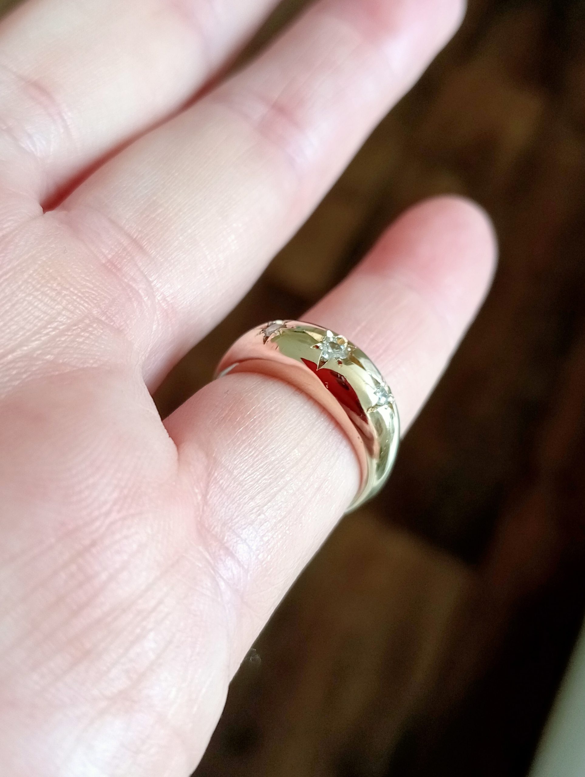 deep cut star set diamond ring