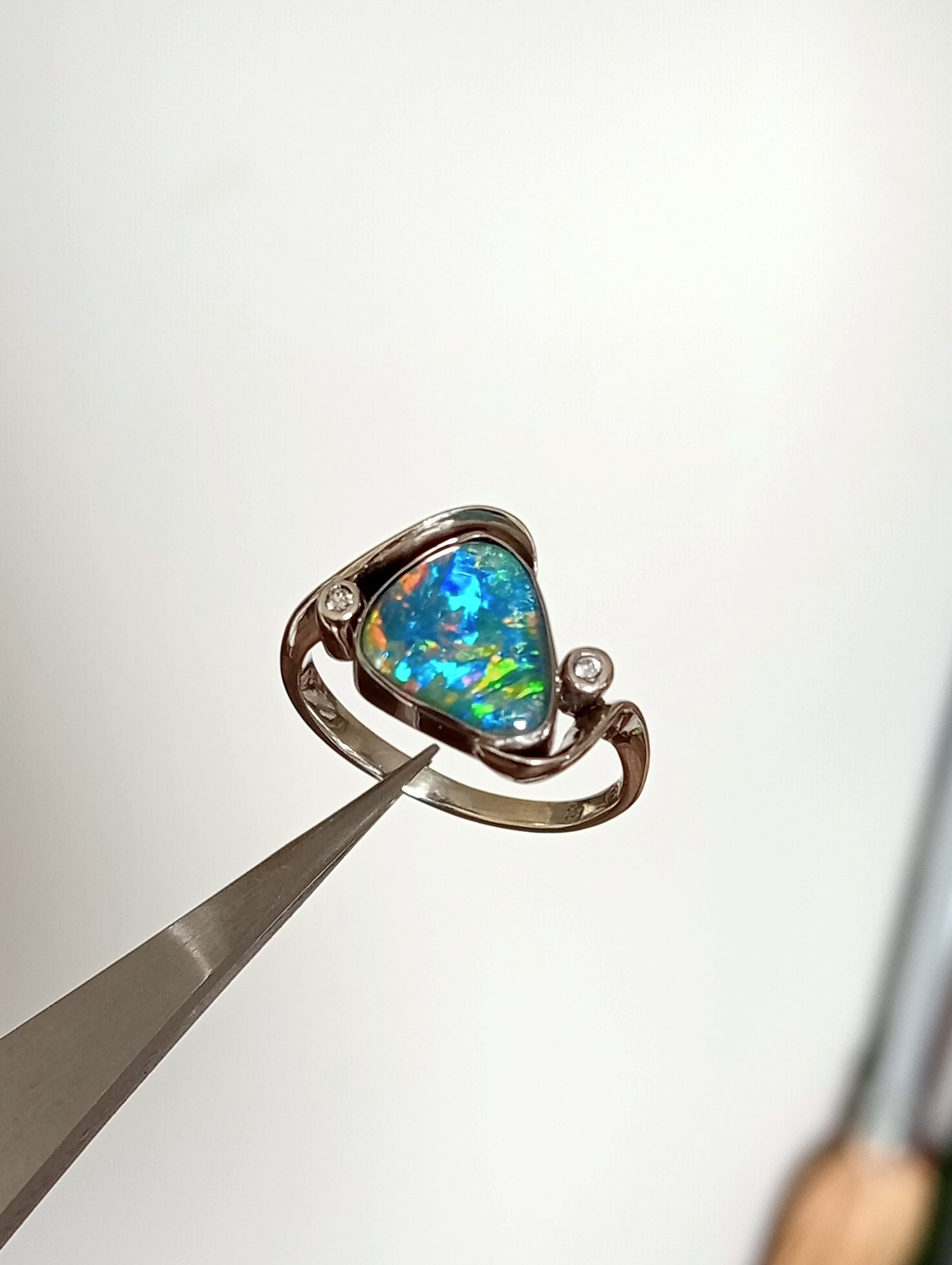 Aussie opal and diamond ring
