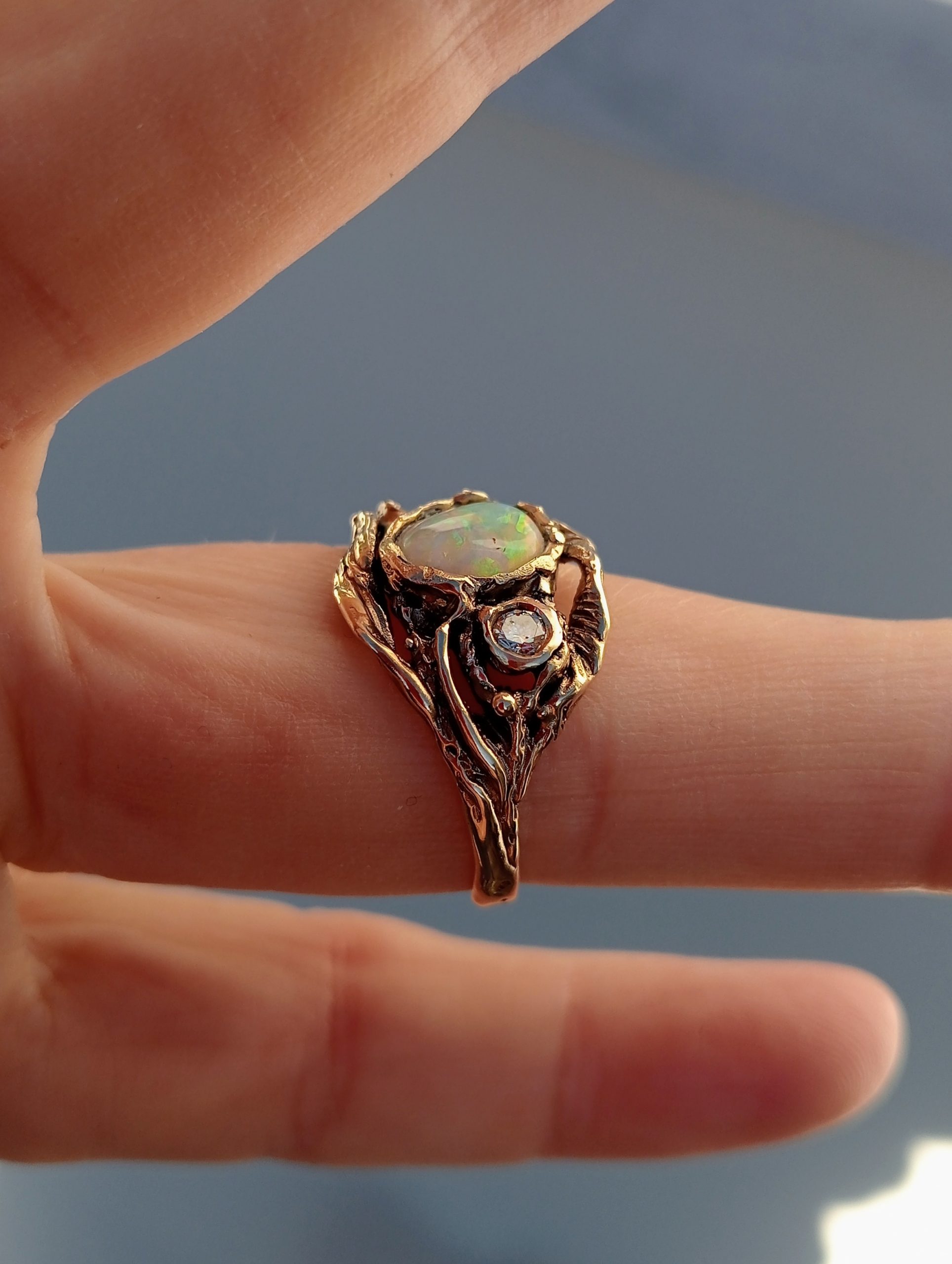 organic ring with recycled stones