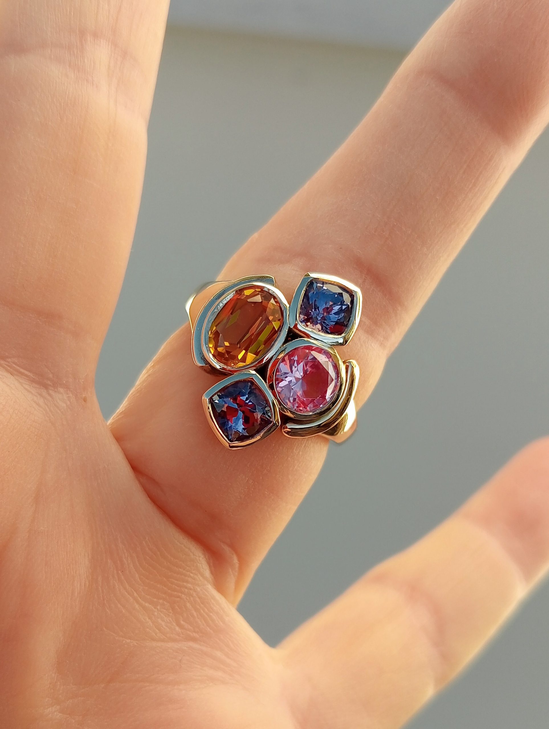 multi stone bezel setting in white gold