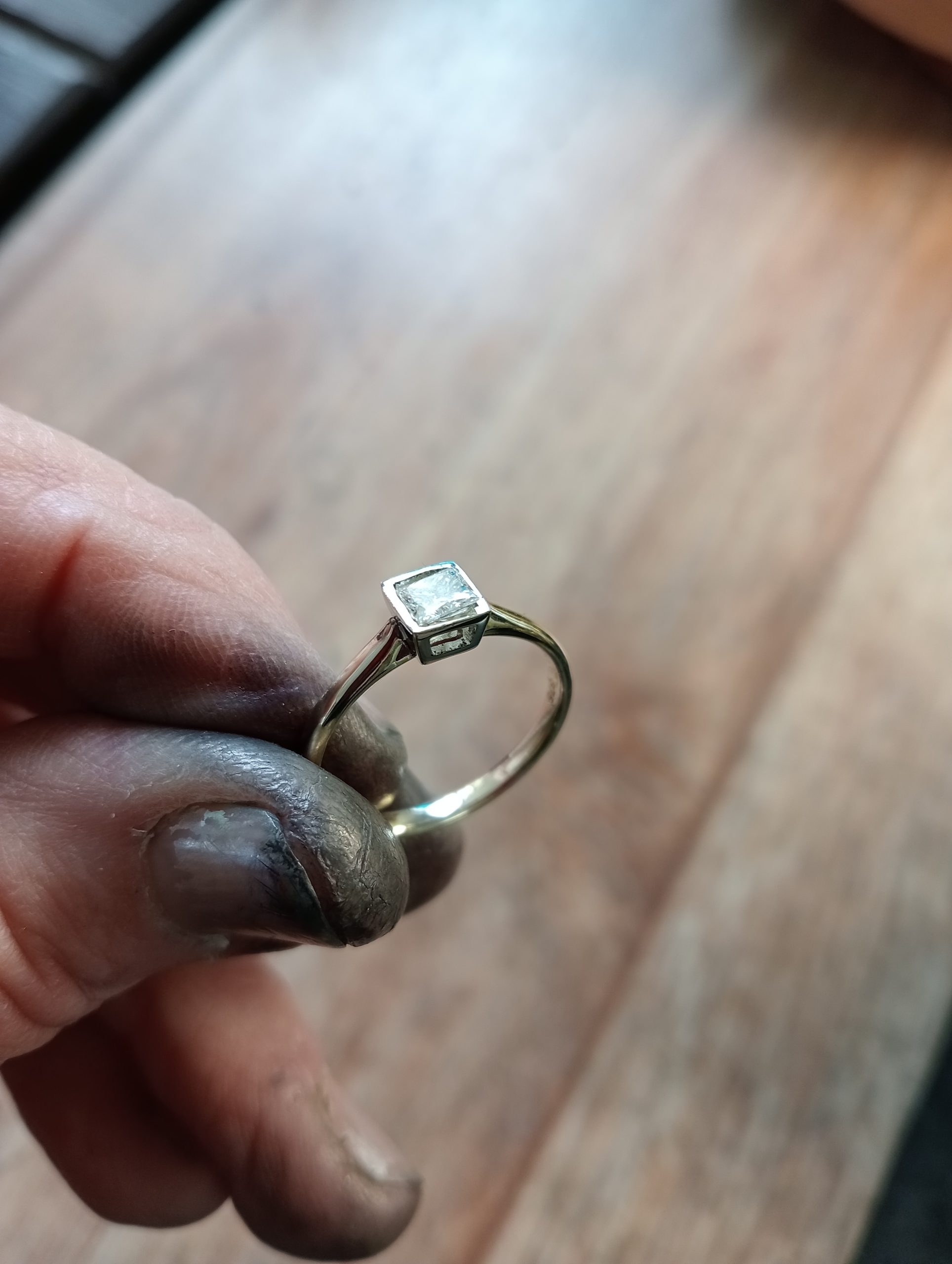 remodelled solitaire ring in white gold