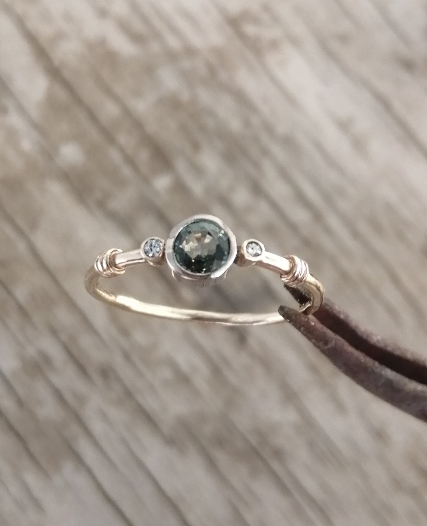 dainty sapphire and diamond ring