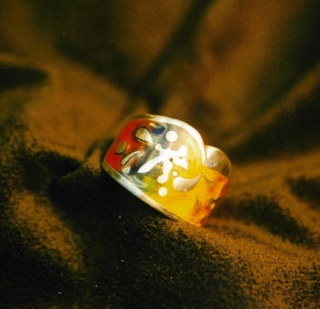 enamel ring with diamonds