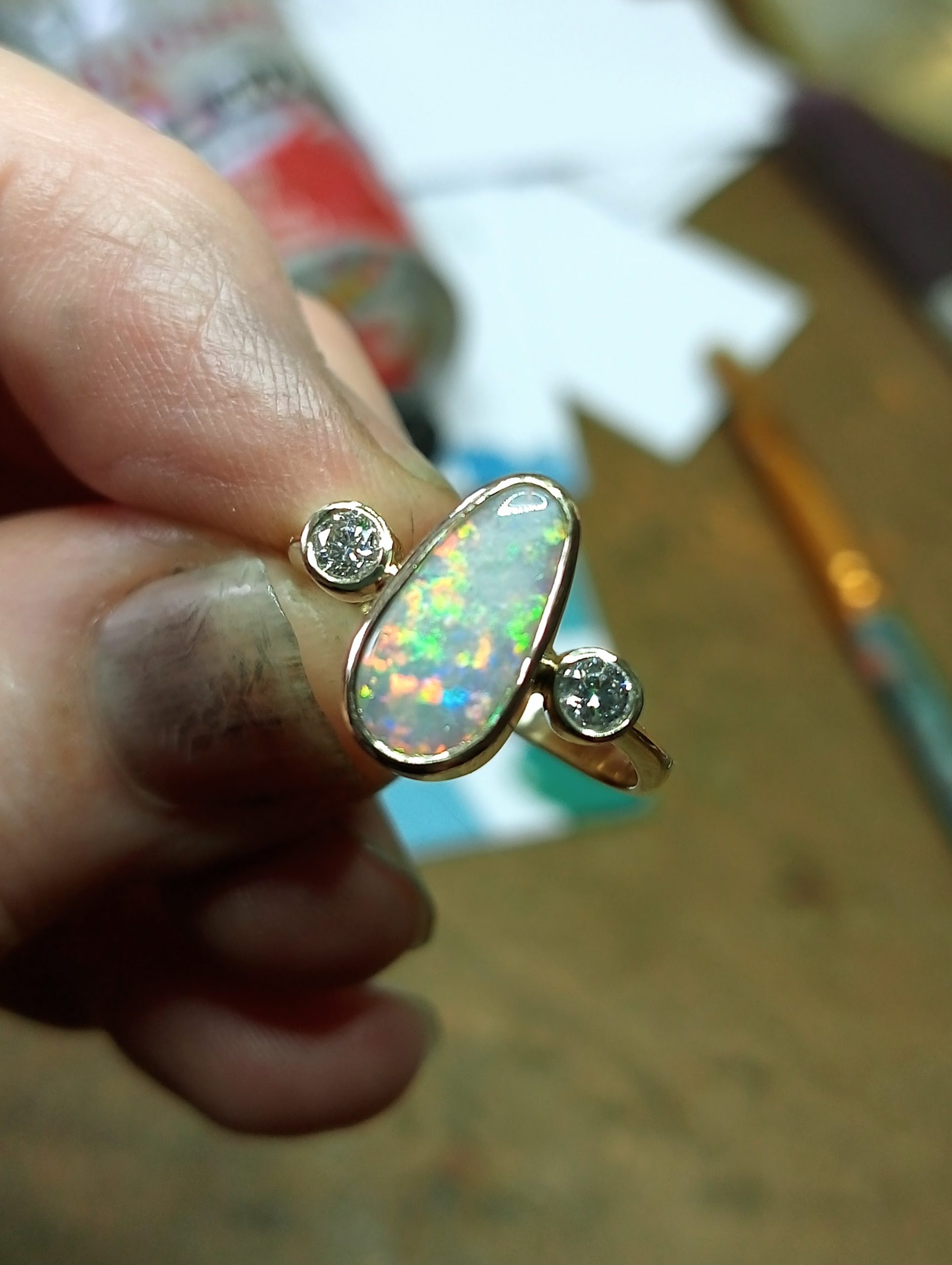 opal and diamond ring