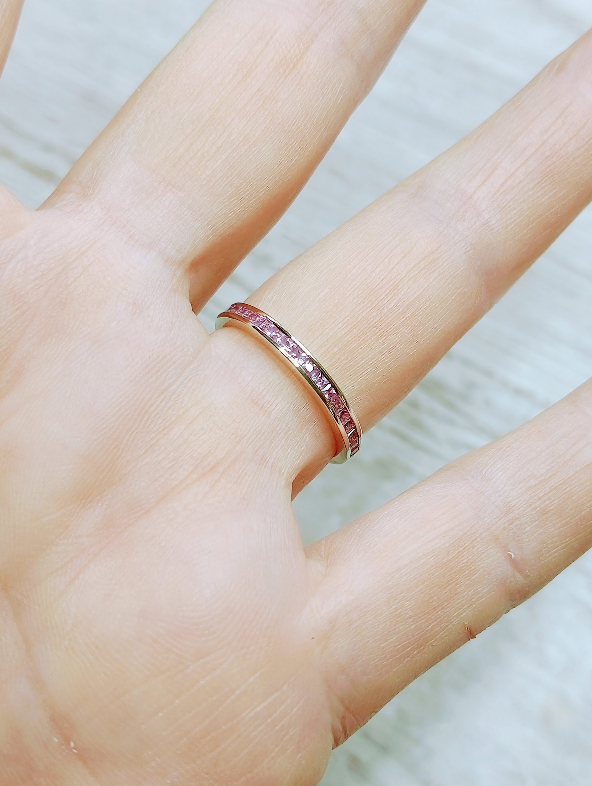 tiny chanel-set pink sapphire ring